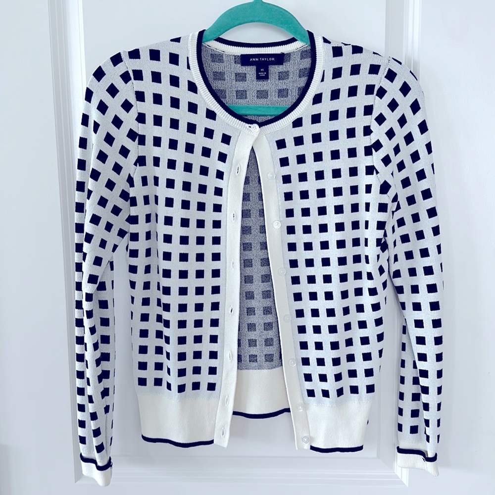 Checkered Ann Taylor Crop Cardigan
